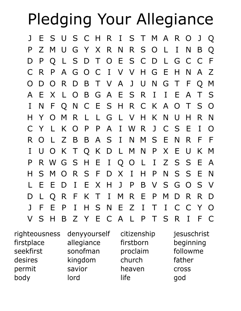 Pledging Your Allegiance Word Search