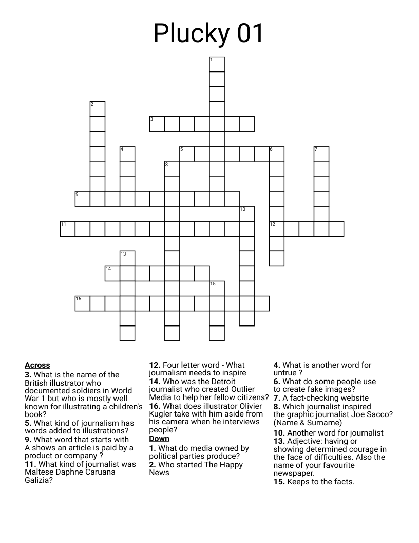 Plucky 01 Crossword