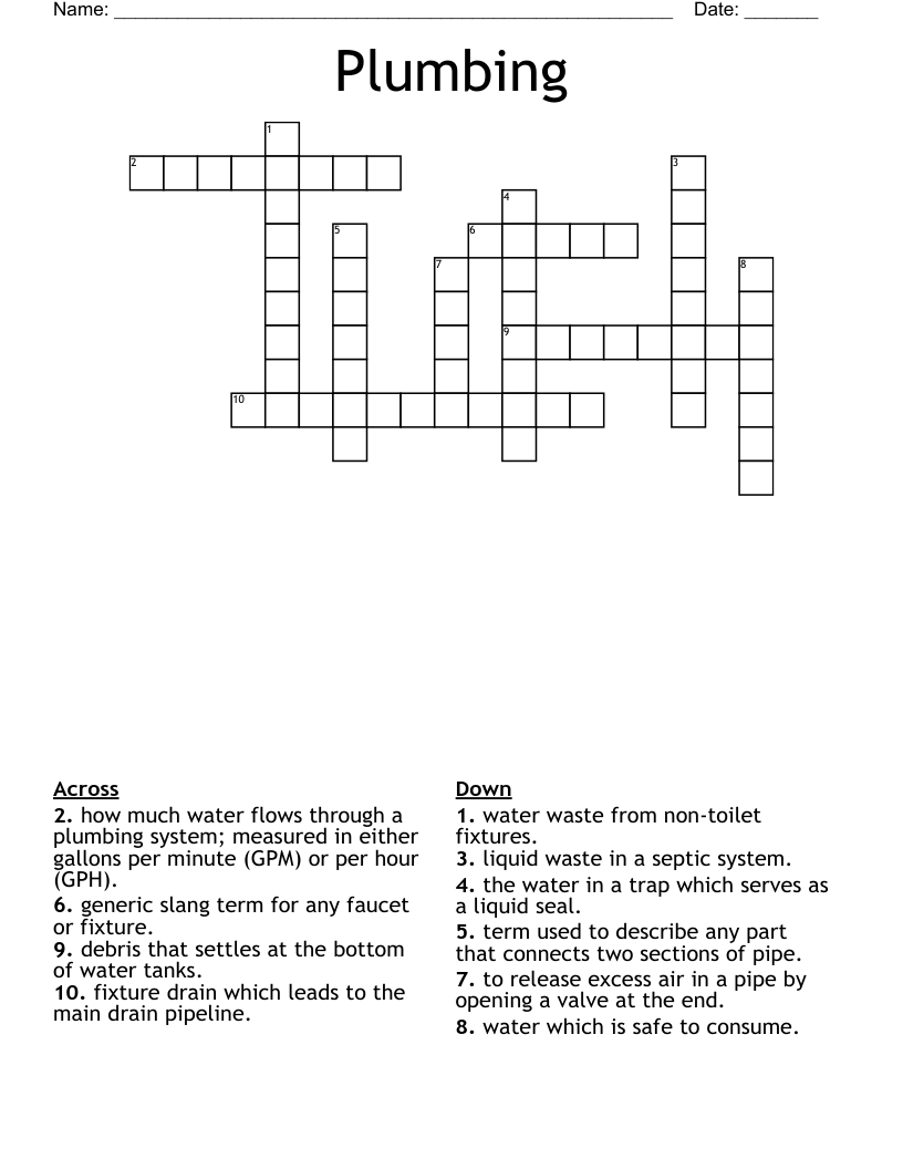 Plumbing Crossword