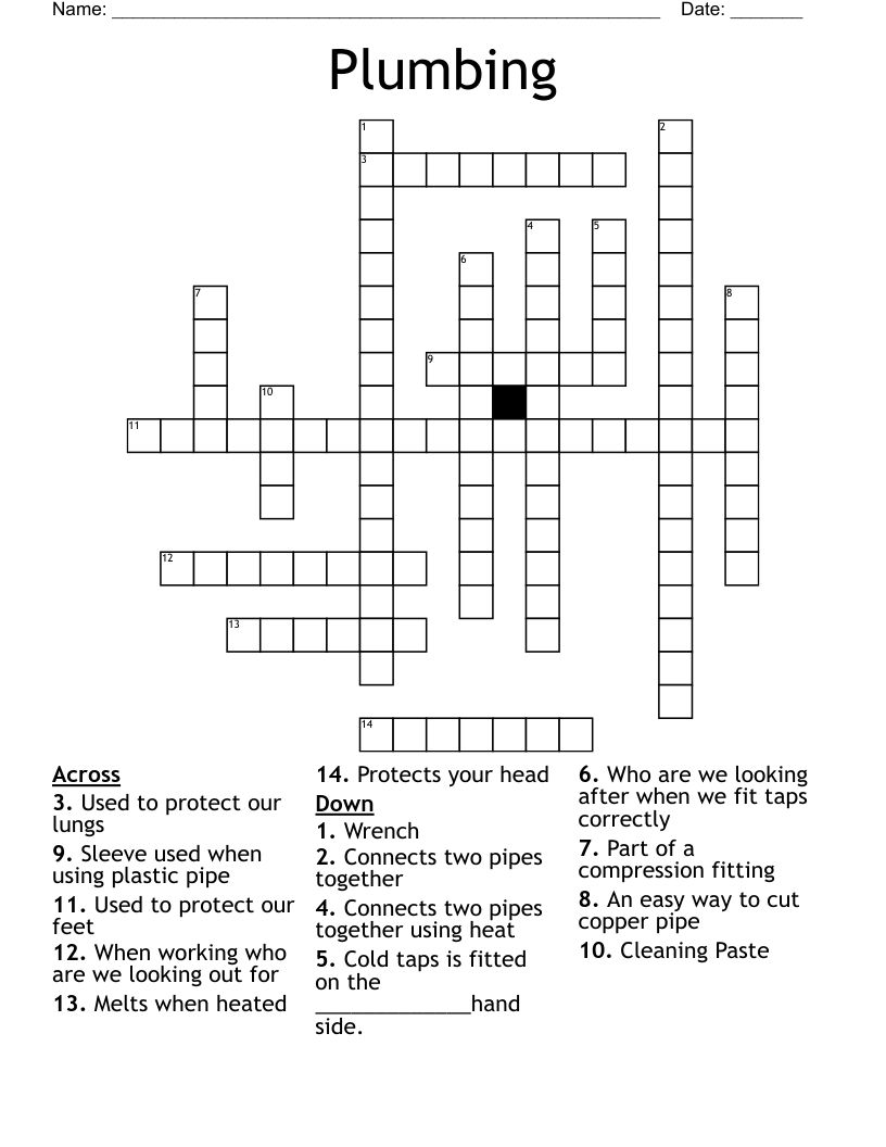 Plumbing Crossword