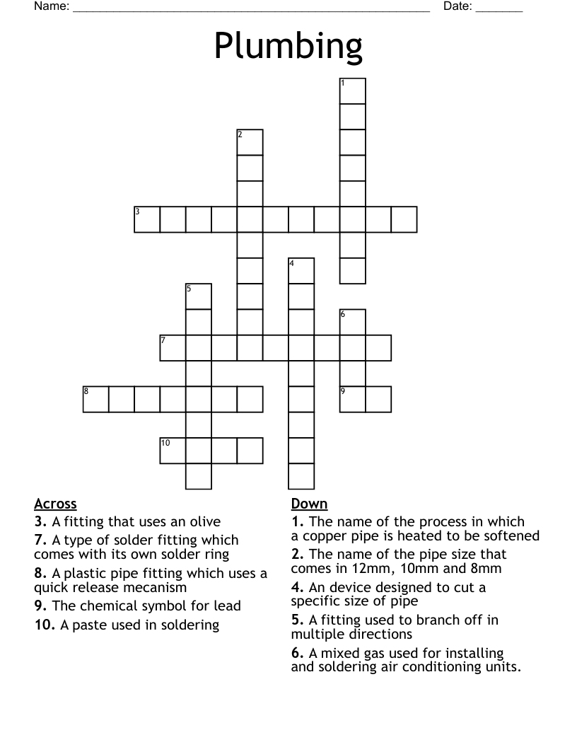 Plumbing  Crossword