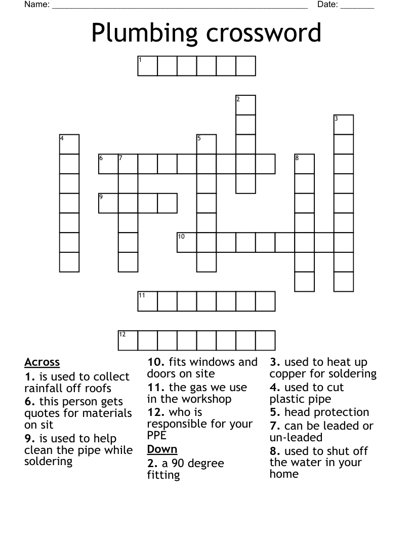 Plumbing crossword