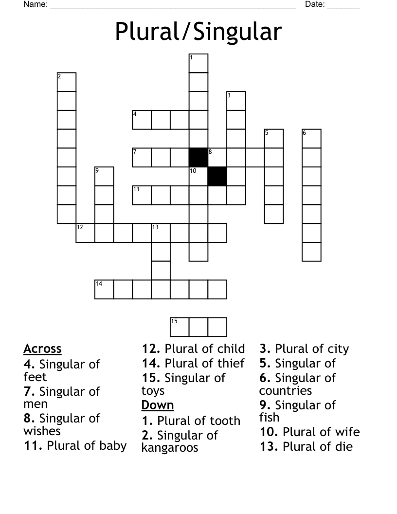 Plural/Singular Crossword