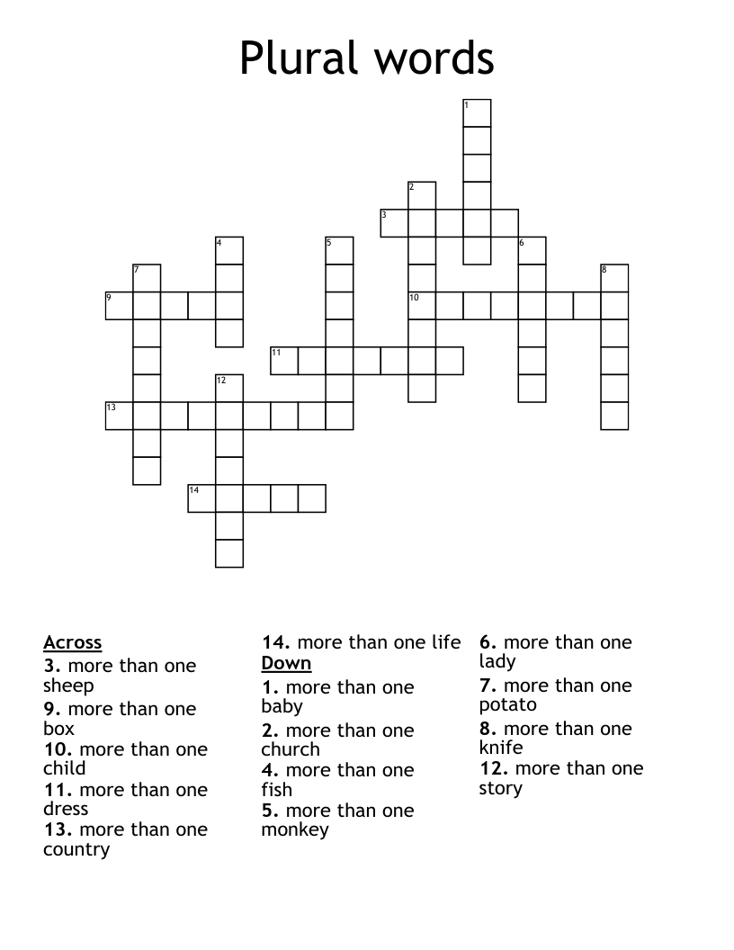 Plural words Crossword