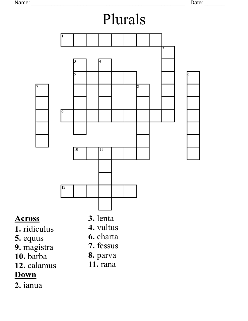 Plurals Crossword