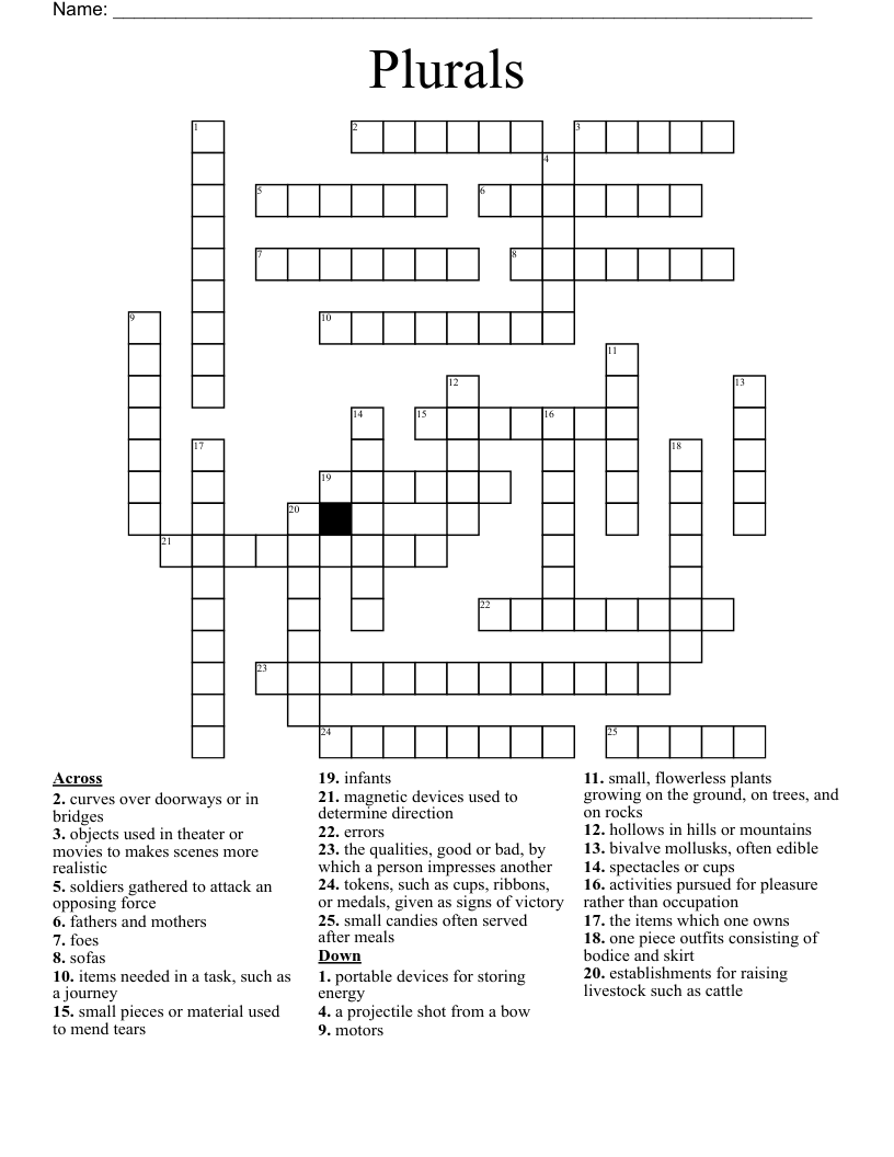 Plurals Crossword