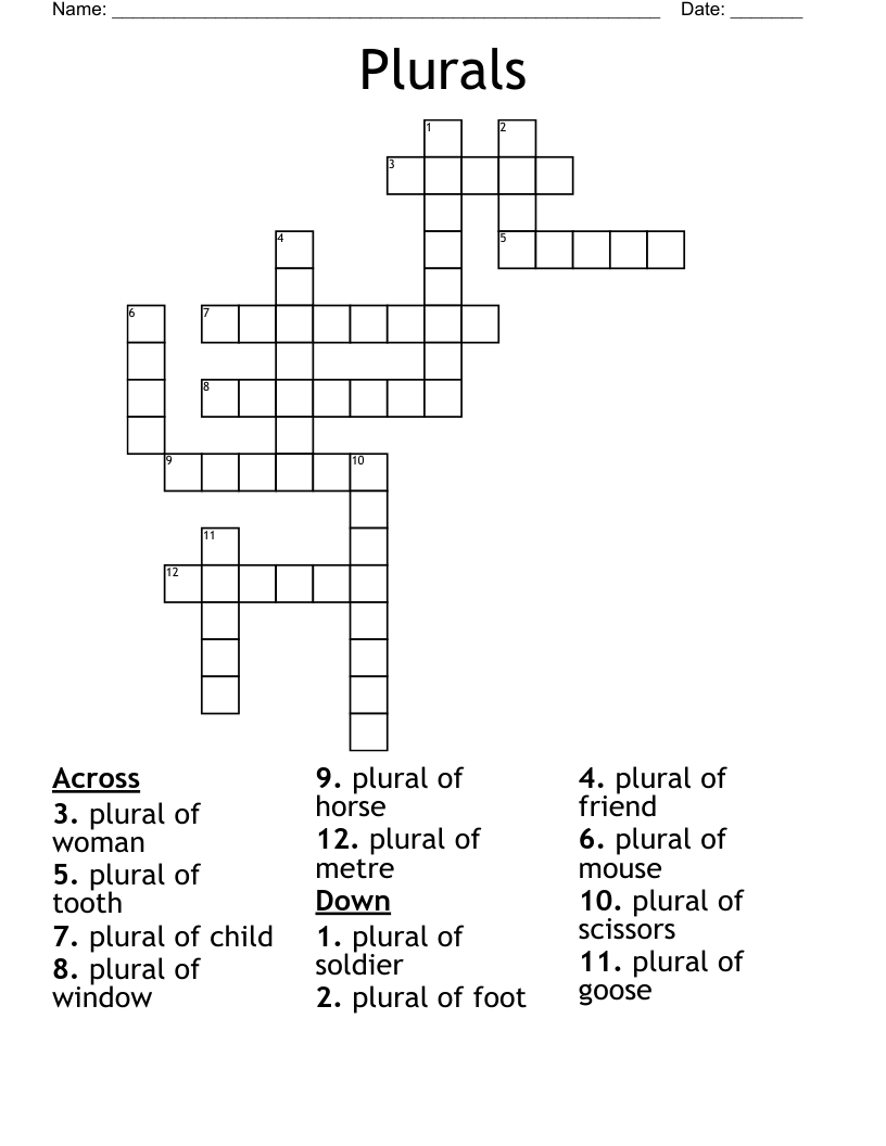 Plurals Crossword