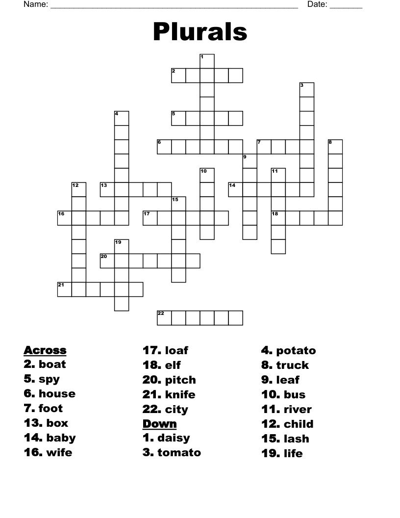 Plurals Crossword