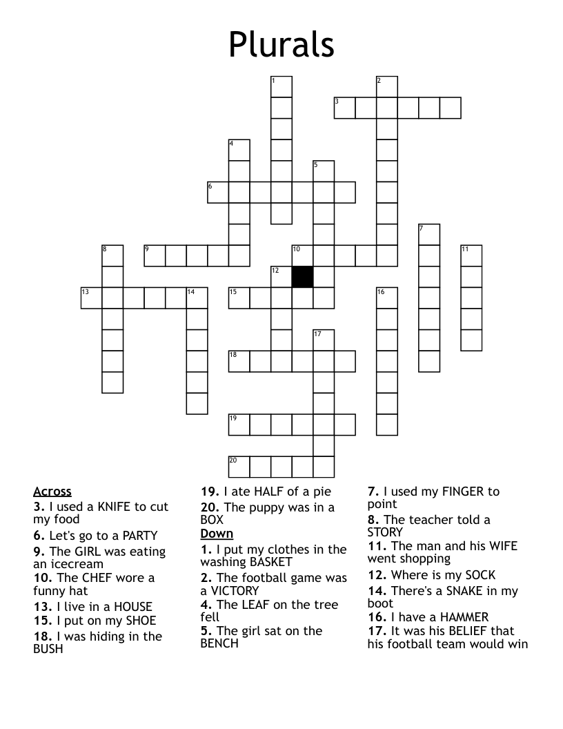 Plurals  Crossword