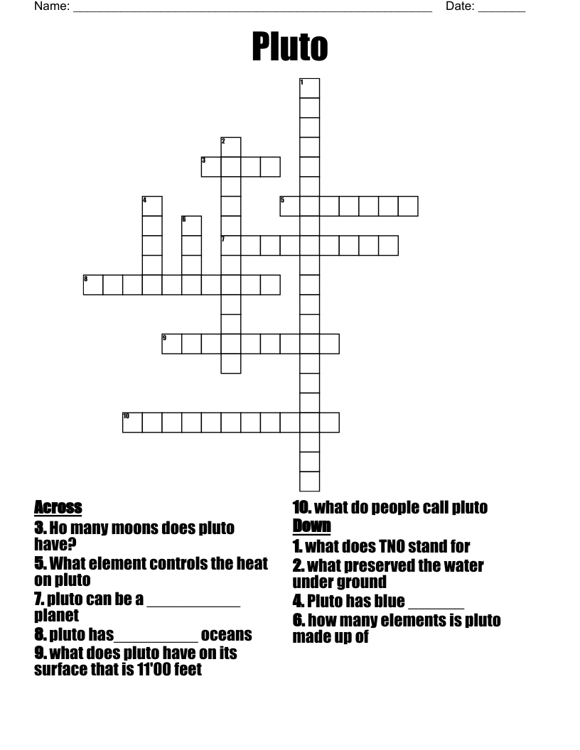 Pluto Crossword