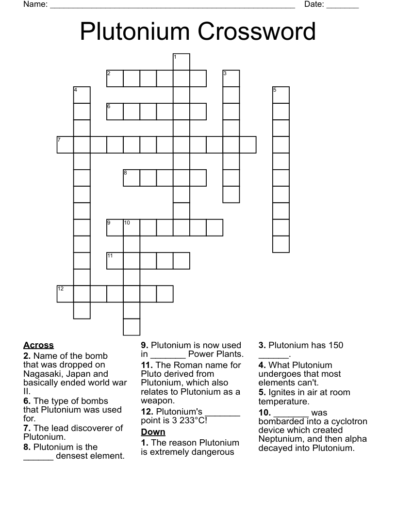 Plutonium Crossword