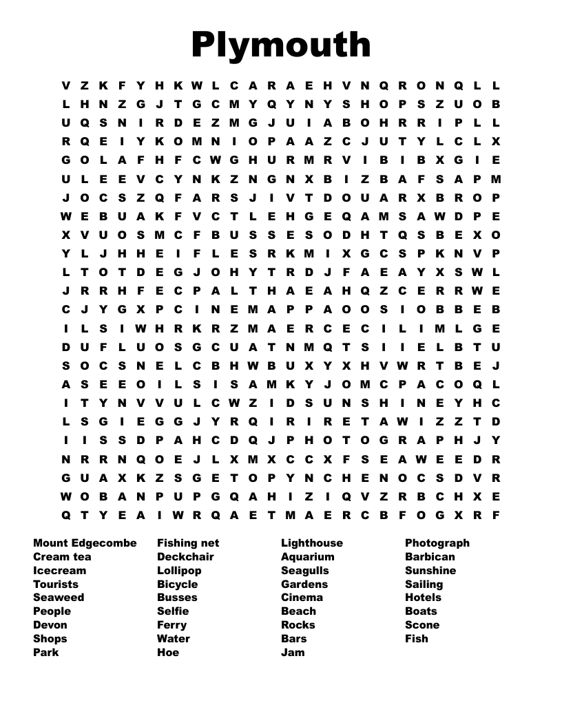 Plymouth Word Search