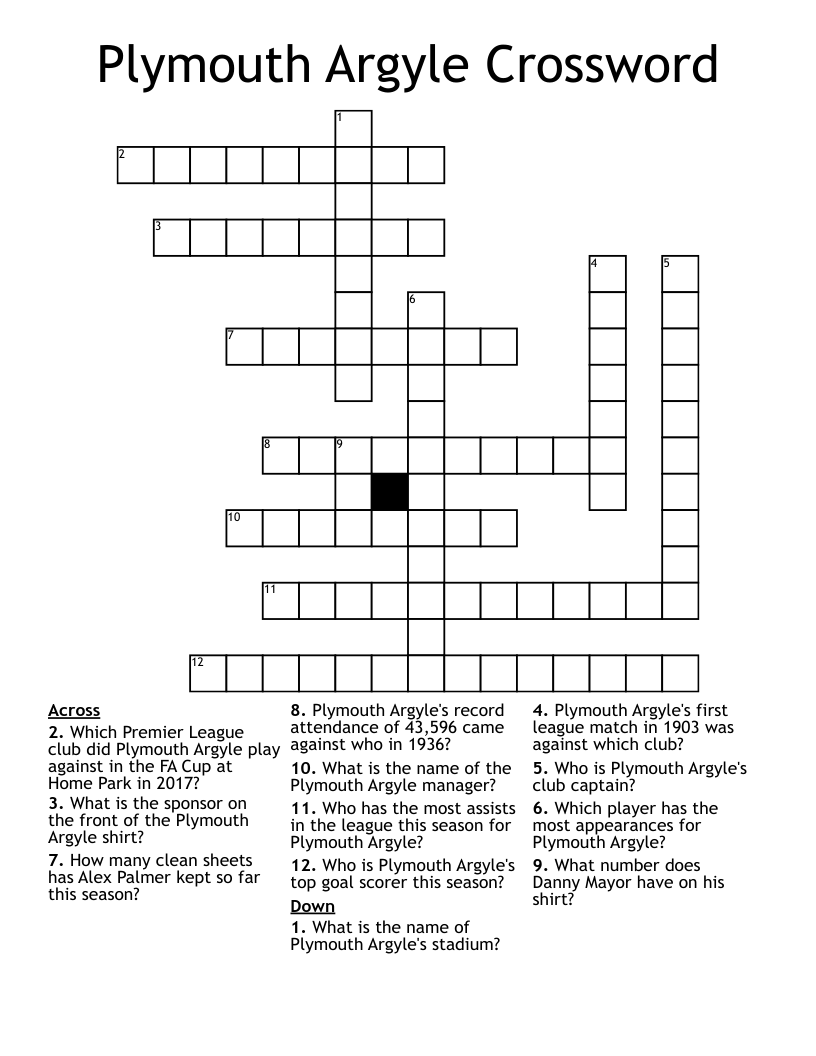 Plymouth Argyle Crossword