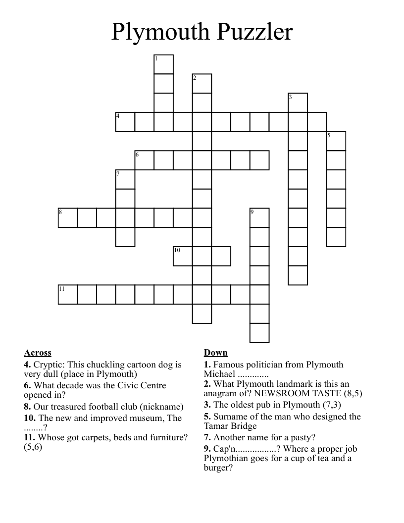 Plymouth Puzzler Crossword
