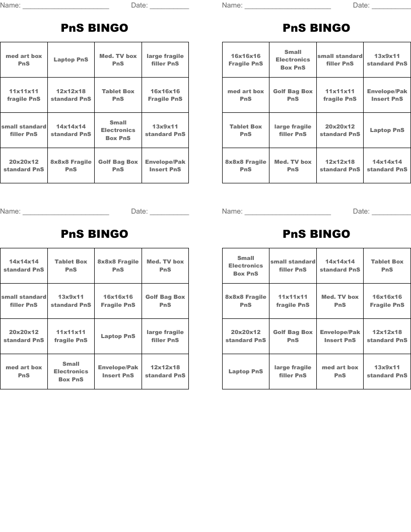 PnS  BINGO