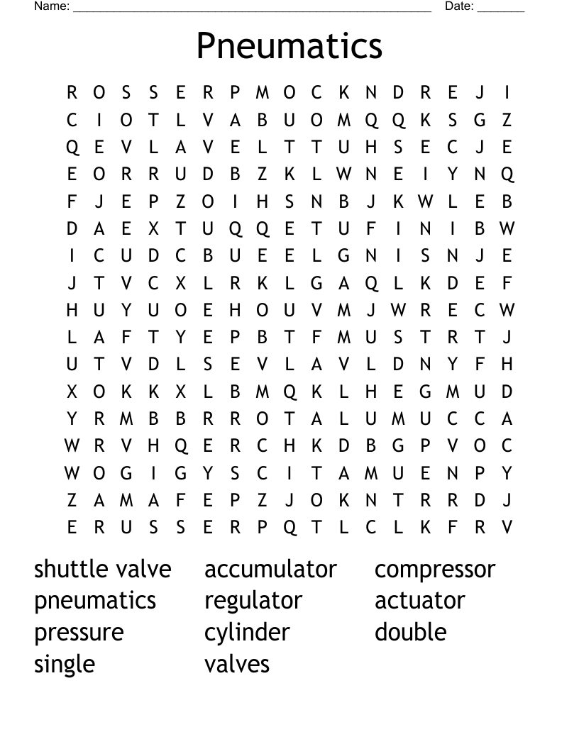 Pneumatics Word Search