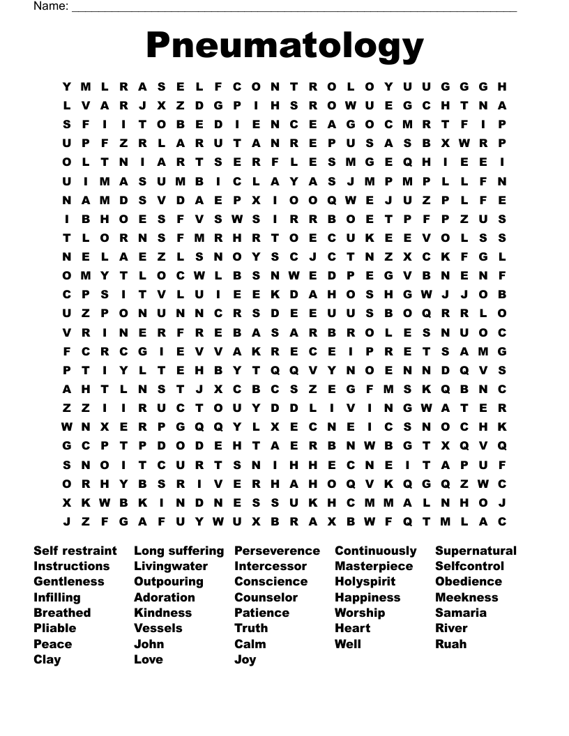 Pneumatology Word Search