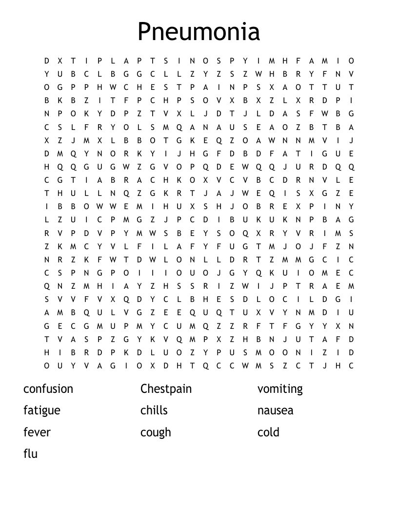 Pneumonia Word Search