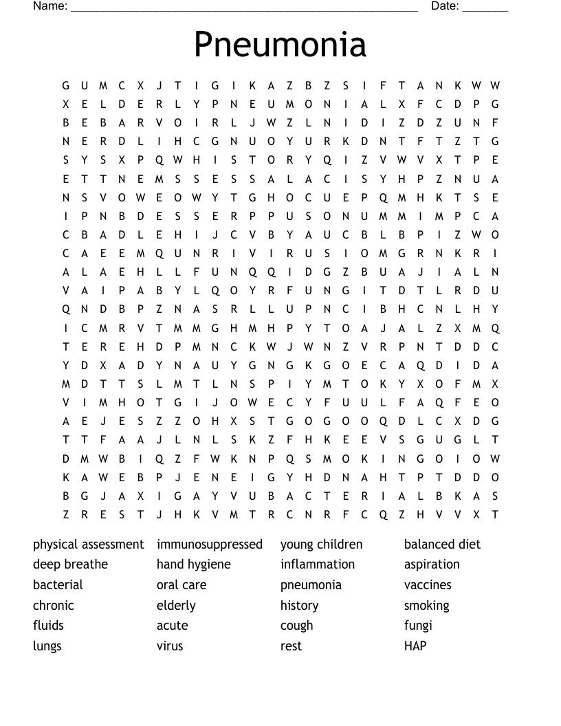 Pneumonia Word Search
