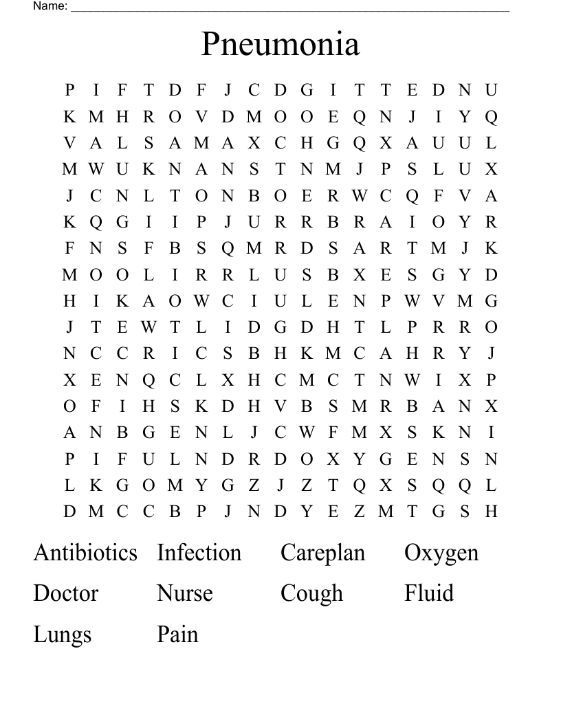Pneumonia  Word Search