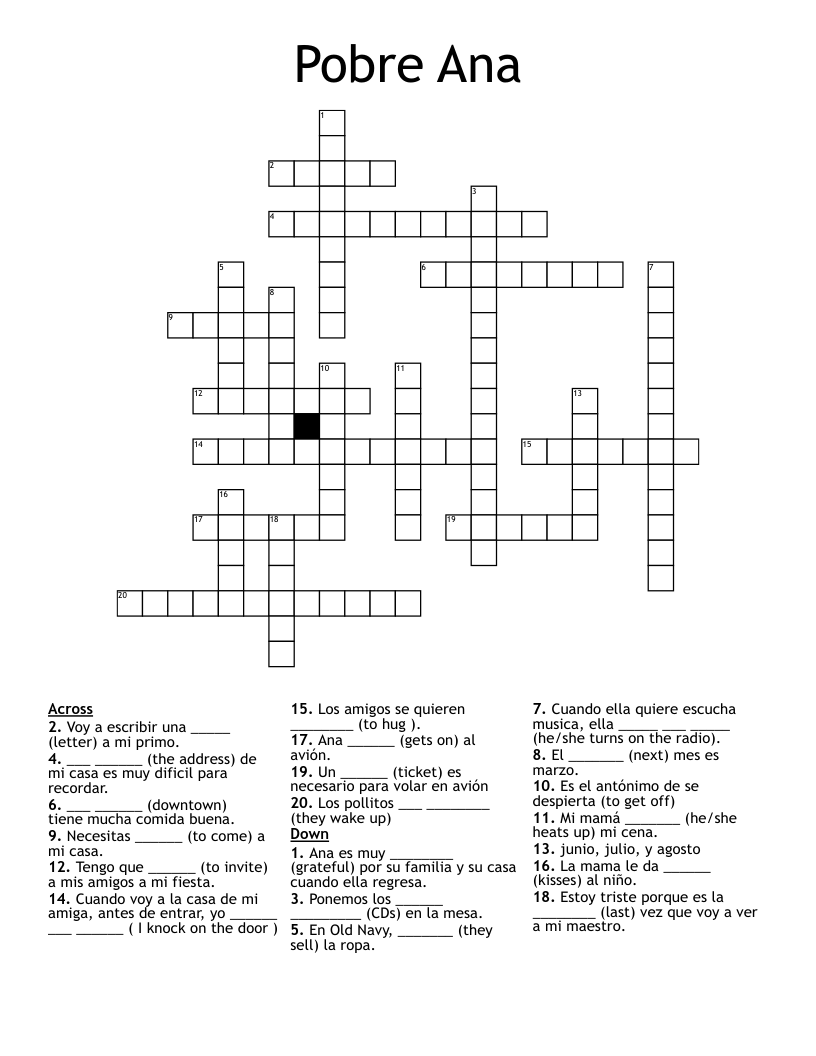 Pobre Ana Crossword