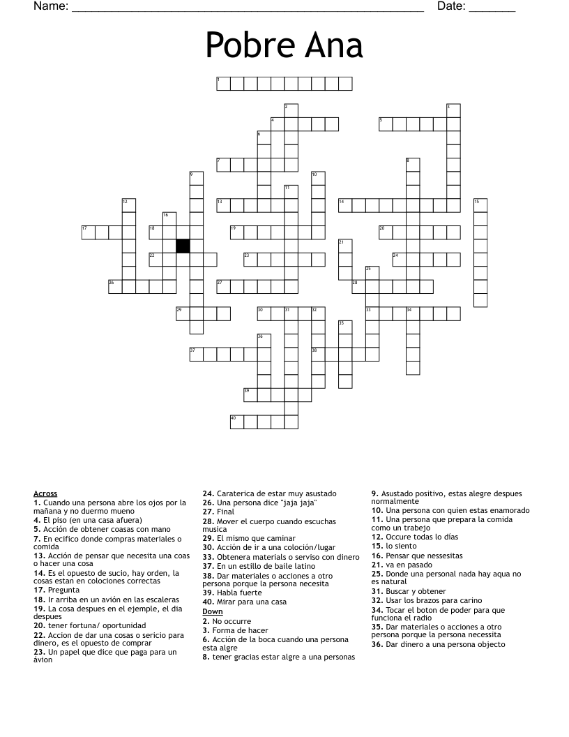 Pobre Ana Crossword