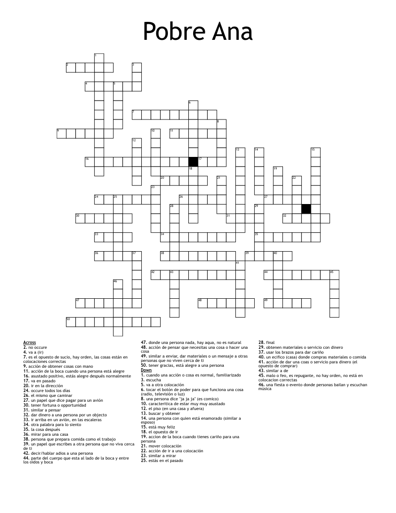 Pobre Ana Crossword