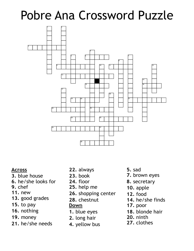 Pobre Ana Crossword Puzzle