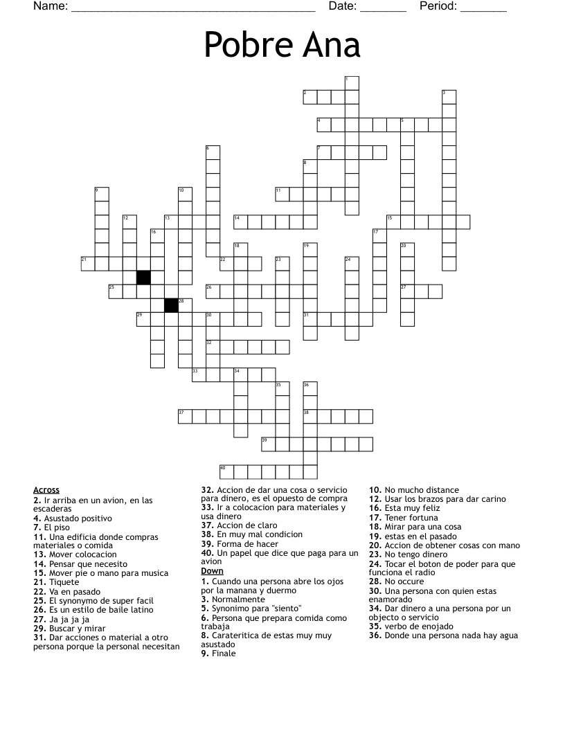 Pobre Ana  Crossword