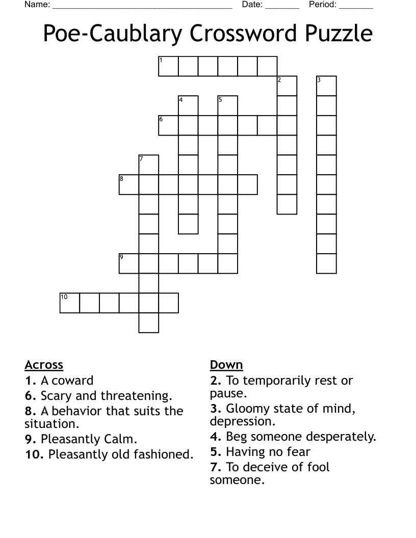 Poe-Caublary Crossword Puzzle