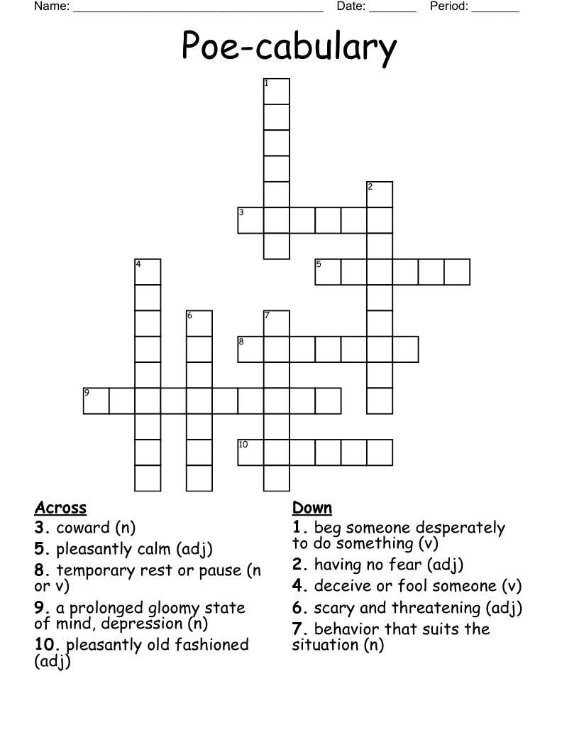 Poe-cabulary Crossword