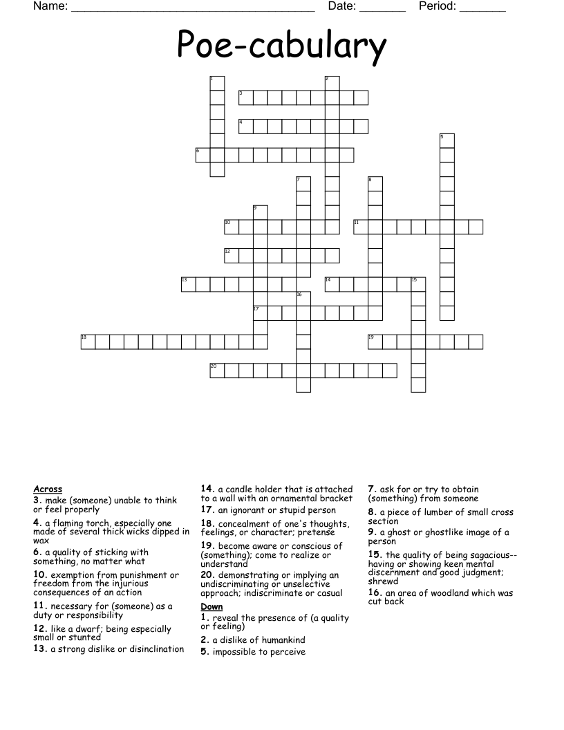 Poe-cabulary Crossword