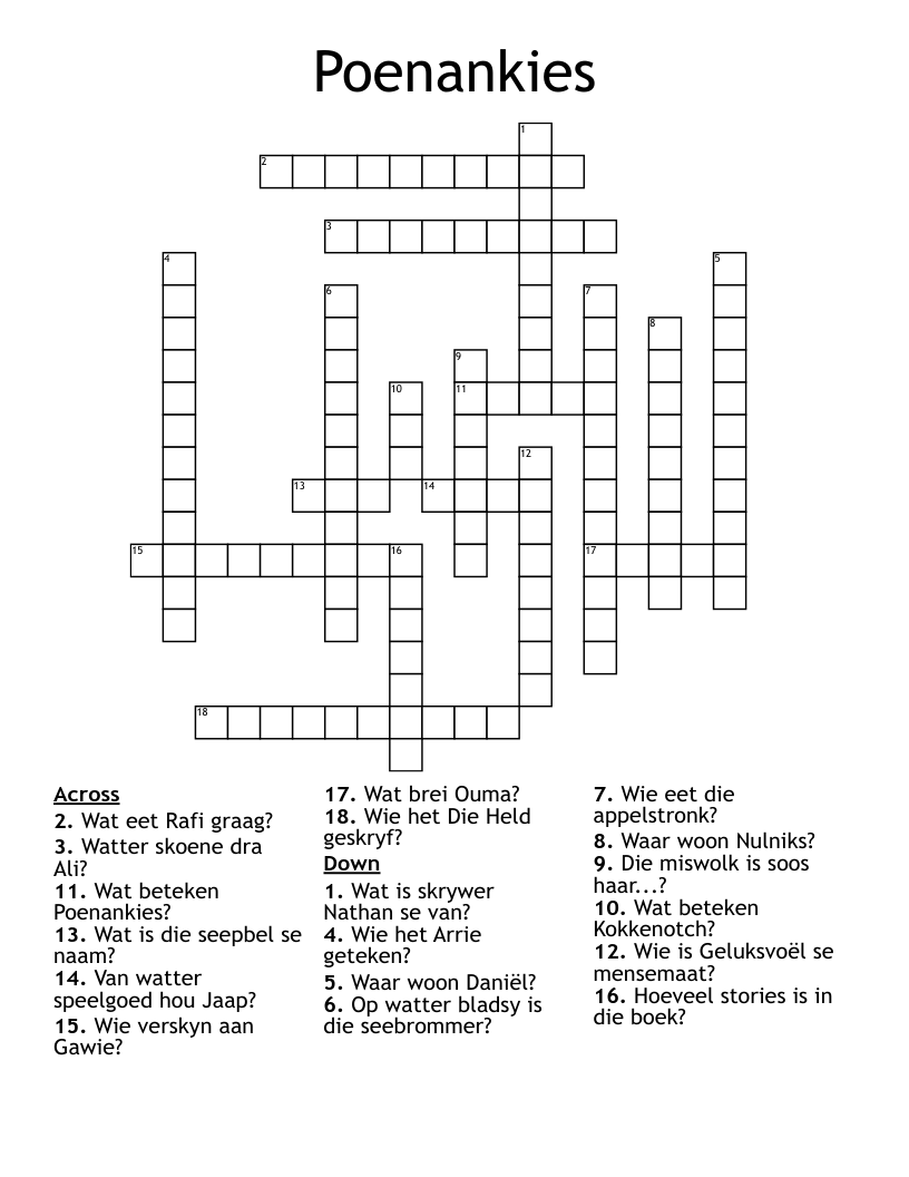 Poenankies Crossword
