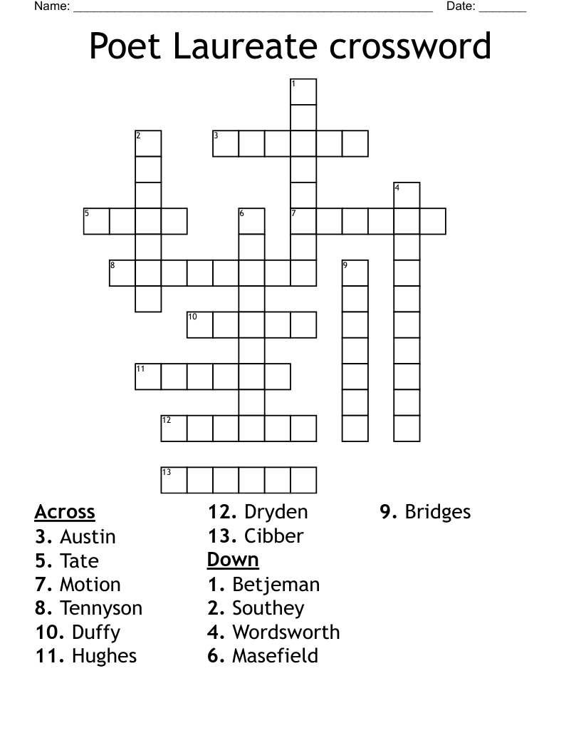 Poet Laureate crossword