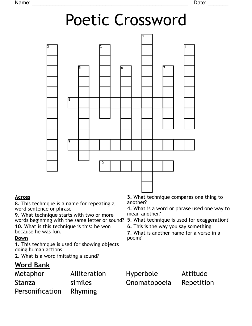 Poetic Crossword