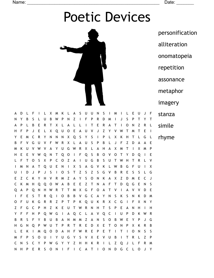 Poetic Devices Word Search
