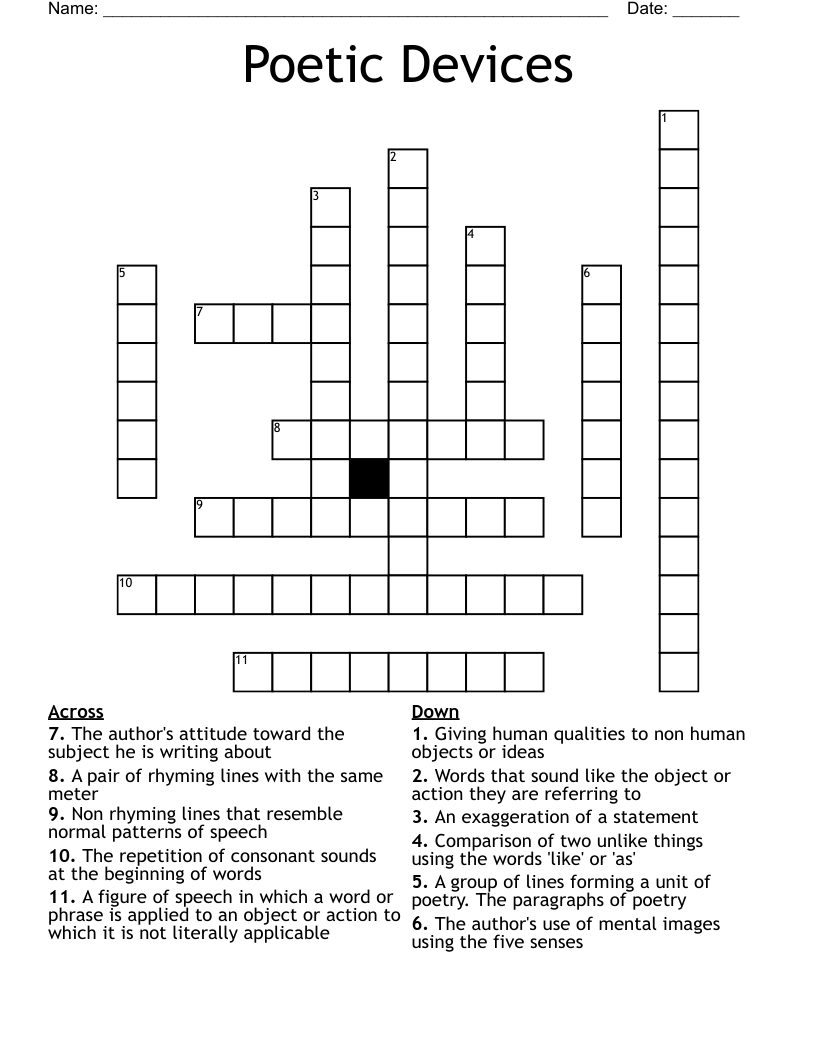 Poetic Devices Crossword