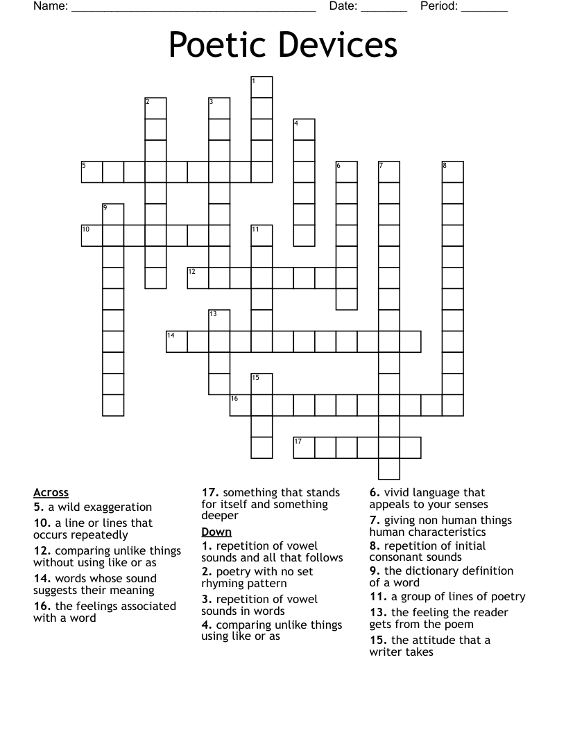 Poetic Devices Crossword