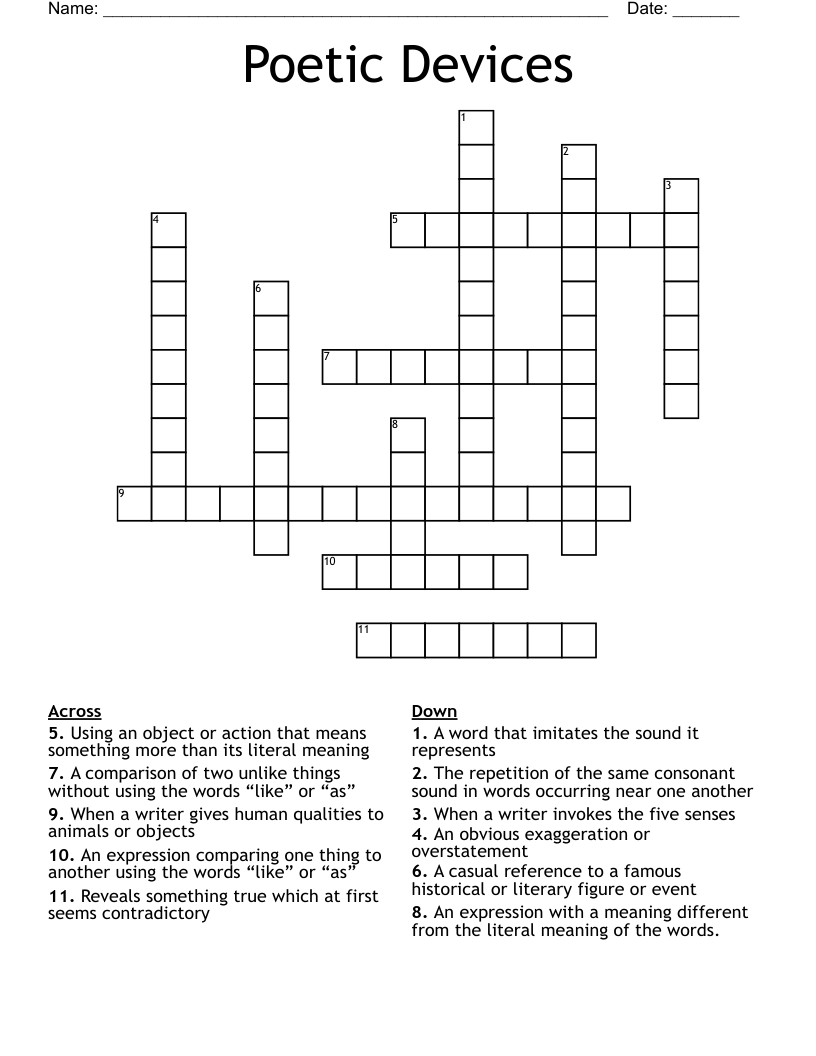 Poetic Devices Crossword