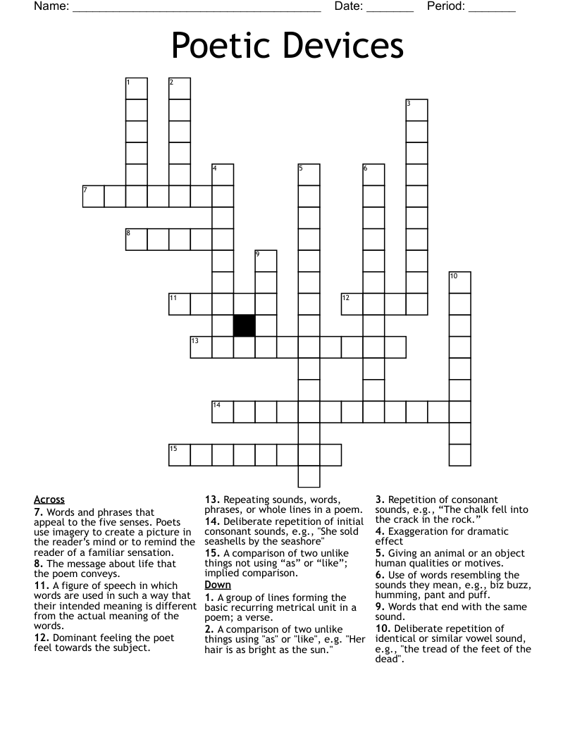 Poetic Devices Crossword