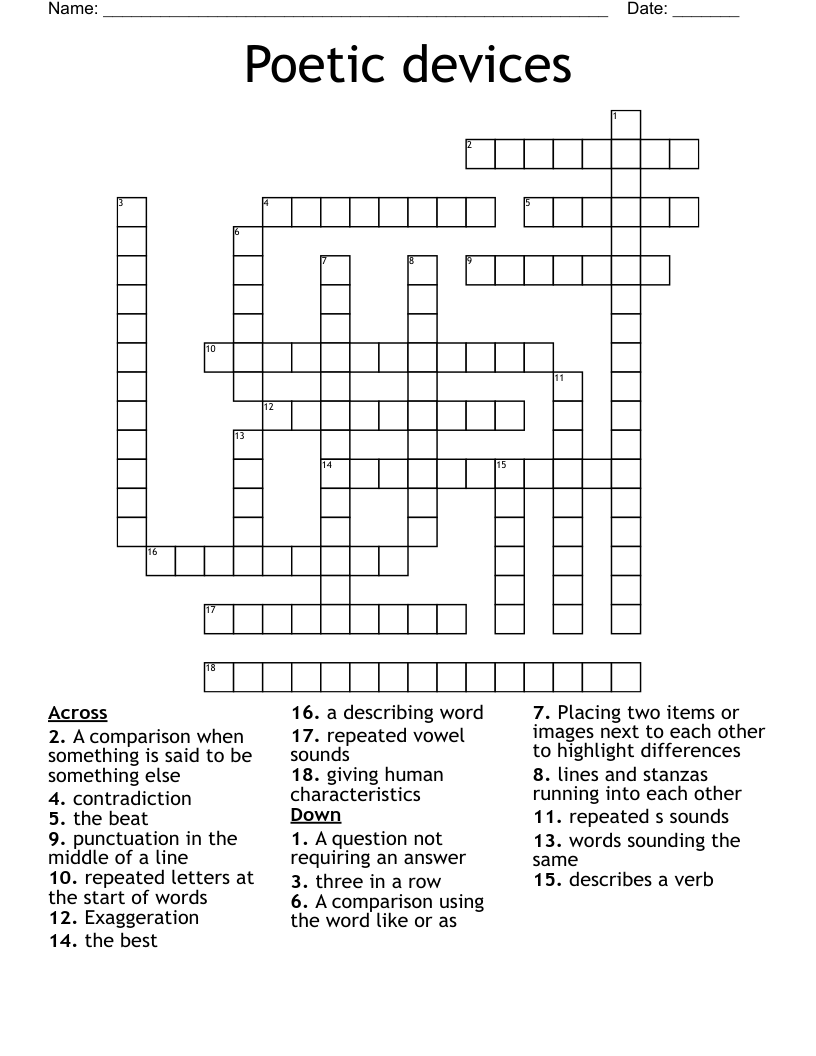 Poetic devices Crossword
