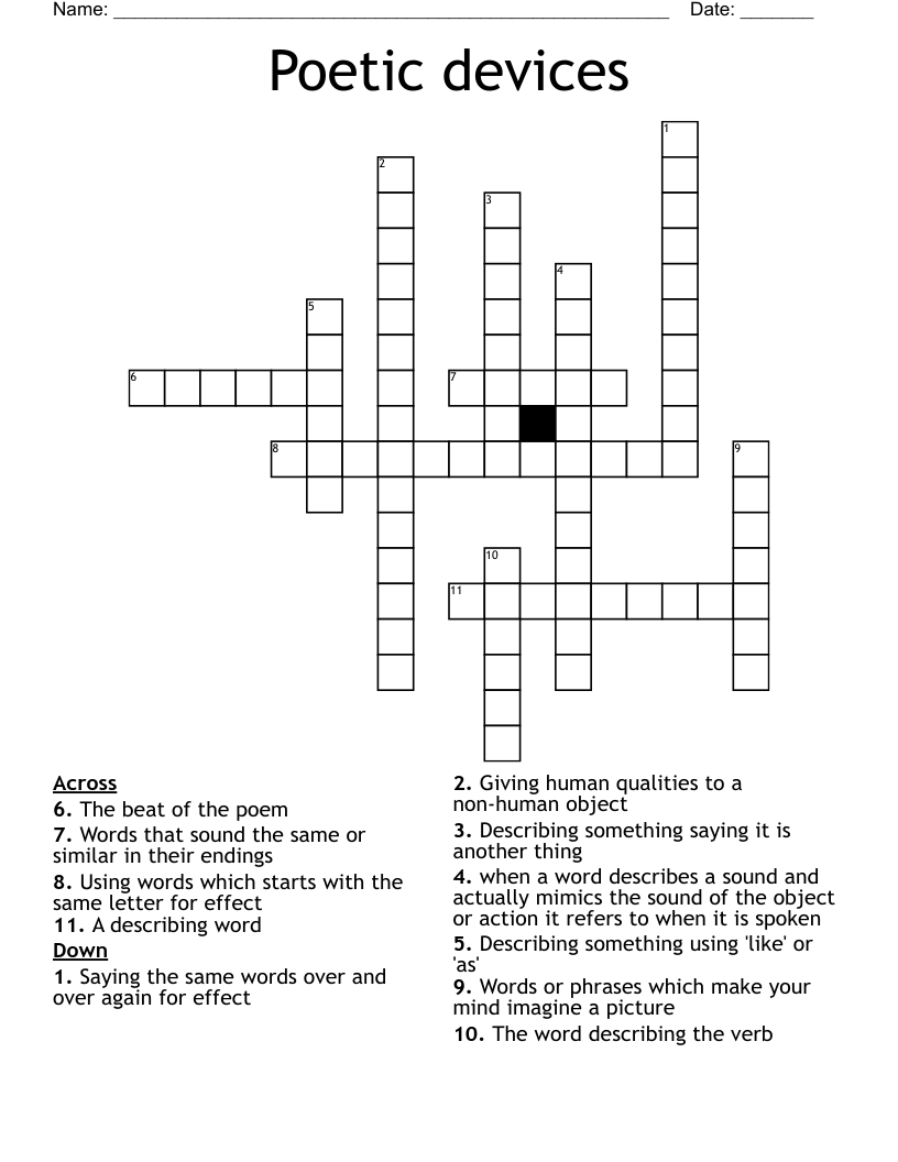 Poetic devices Crossword