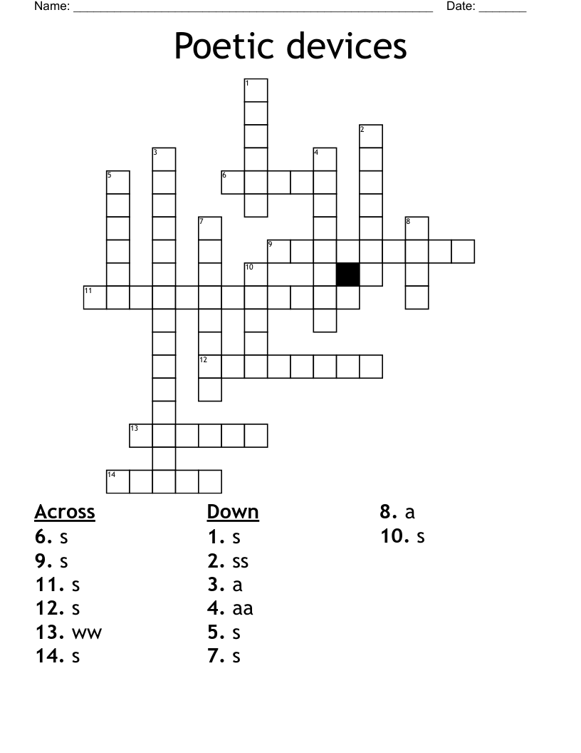 Poetic devices Crossword
