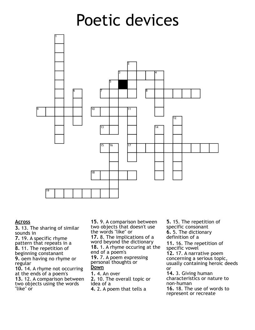 Poetic devices  Crossword
