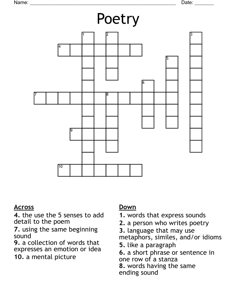 Poetry Crossword