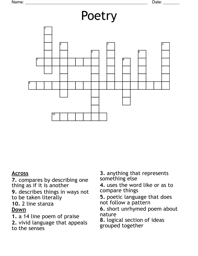 Poetry Crossword