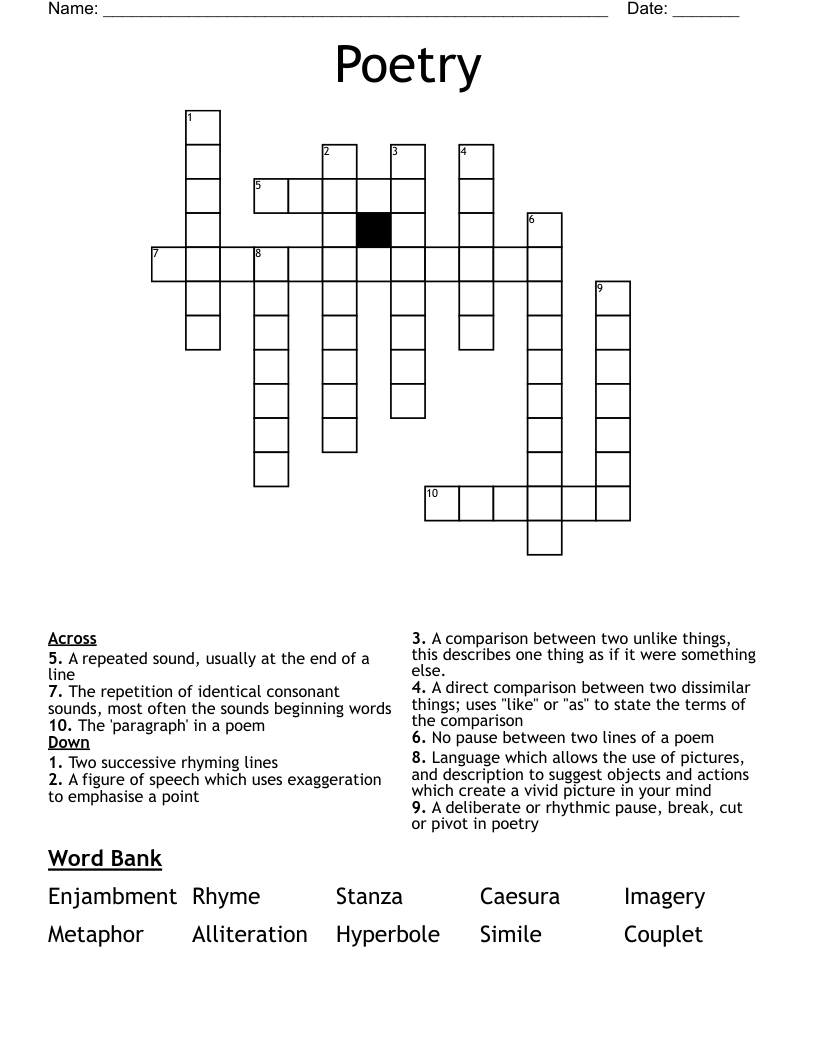 Poetry Crossword