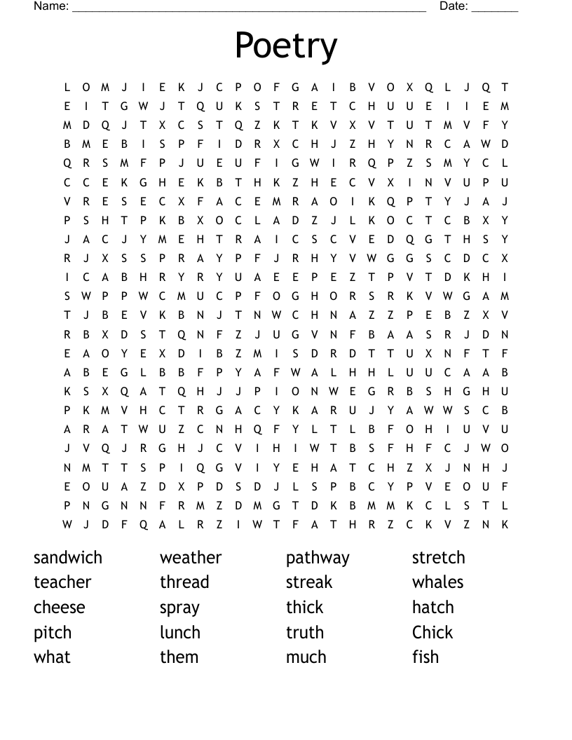Poetry Word Search