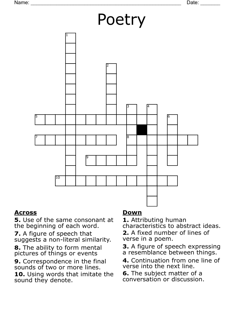 Poetry Crossword