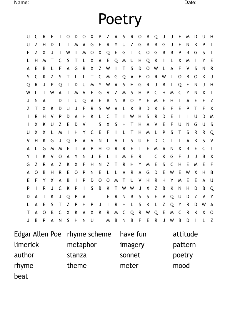Poetry Word Search